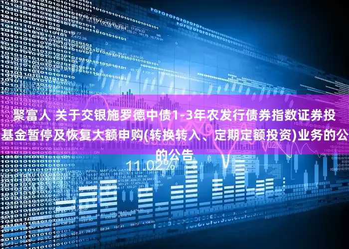 聚富人 关于交银施罗德中债1-3年农发行债券指数证券投资基金暂停及恢复大额申购(转换转入、定期定额投资)业务的公告